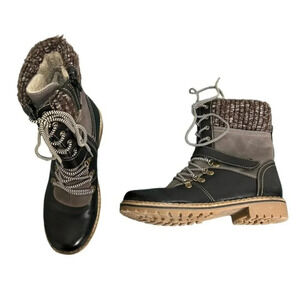 Alberto Faux Shearling Lined Lace up Boots Size 41